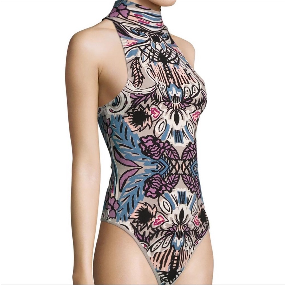 Free People psychedelic floral bodysuit, size xs